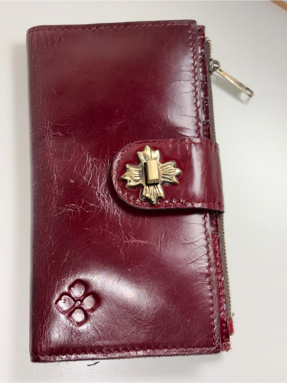 Leather Wallet Clutch in Deep Burgundy - Women's Accessory